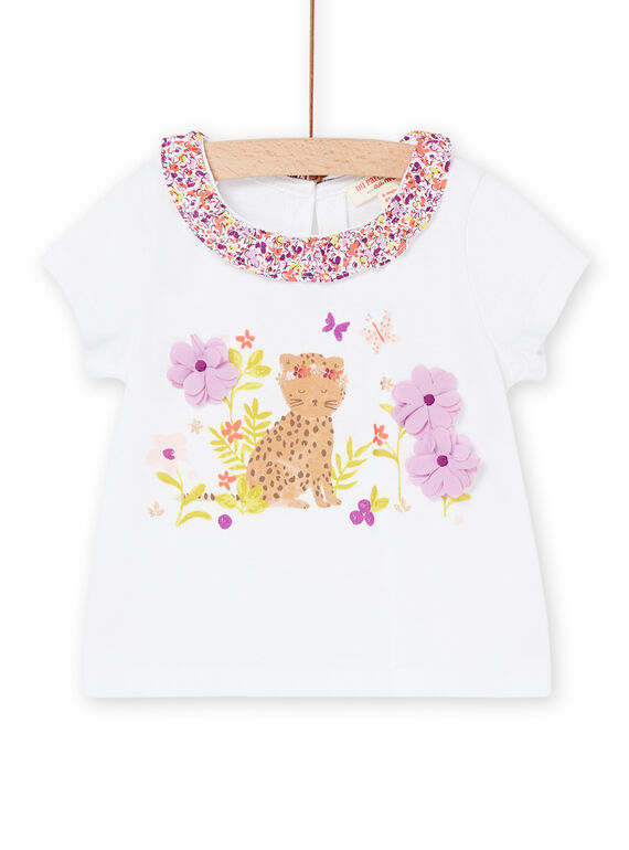 T-shirt with cat print and flower animation RINEOBRA / 23SG09O1BRA000