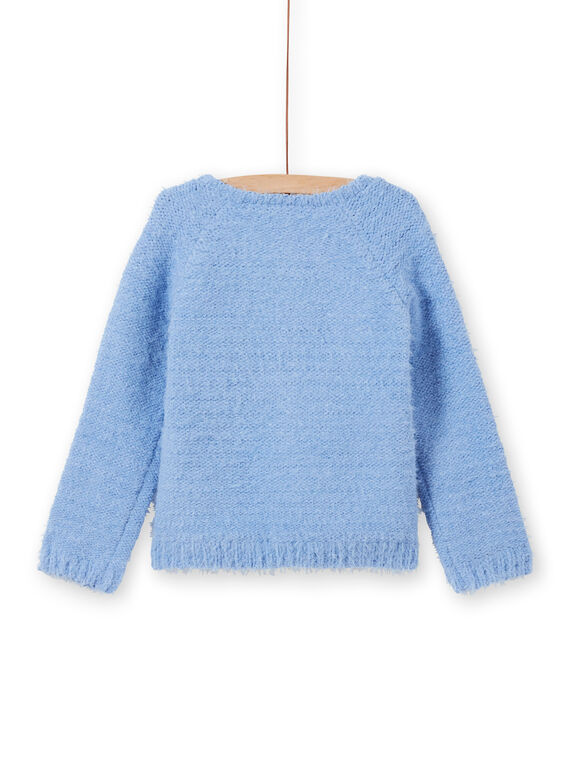 Girl's light blue chenille cardigan MAYJOCAR3 / 21W90119CAR706