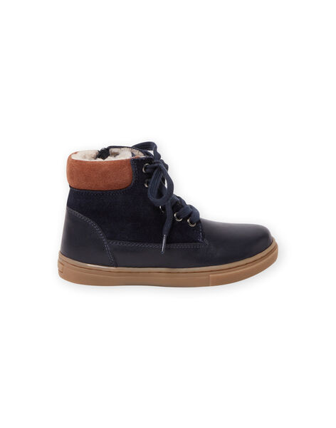Boys' navy blue lace-up boots MOBASCHARLY / 21XK3682D3F070