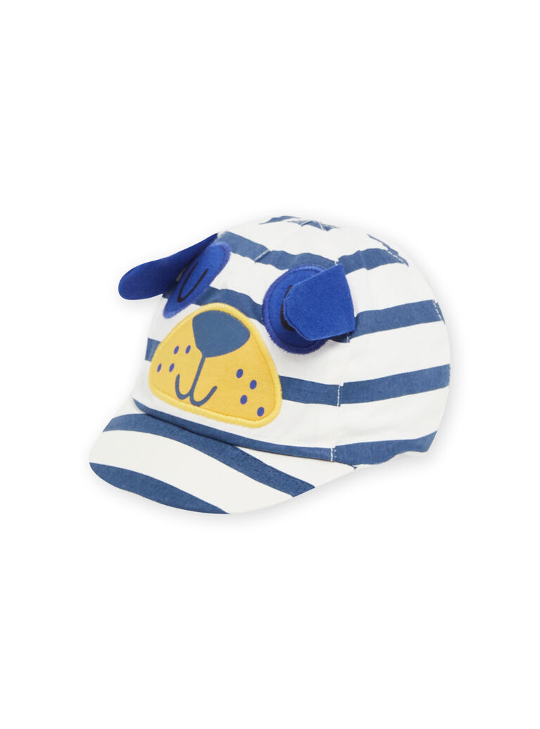 Baby boy's blue and ecru cap NYUJS2CASQ2 / 22SI10C4CHA001
