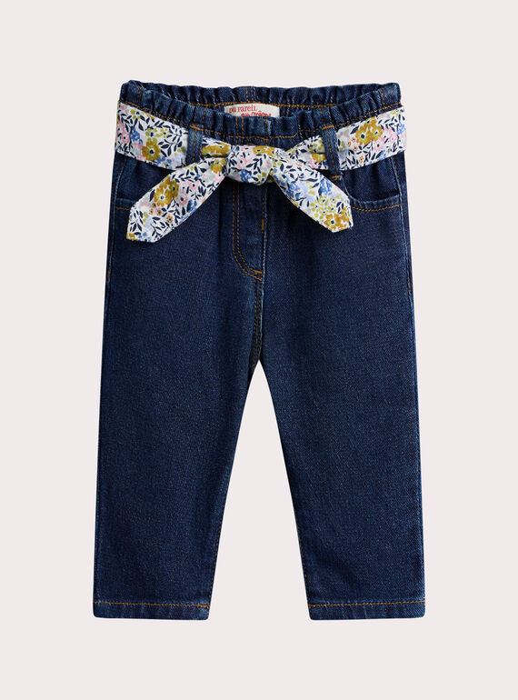 Baby girl's dark jeans with a belt VIGAJEAN / 24WG0911JEAK005