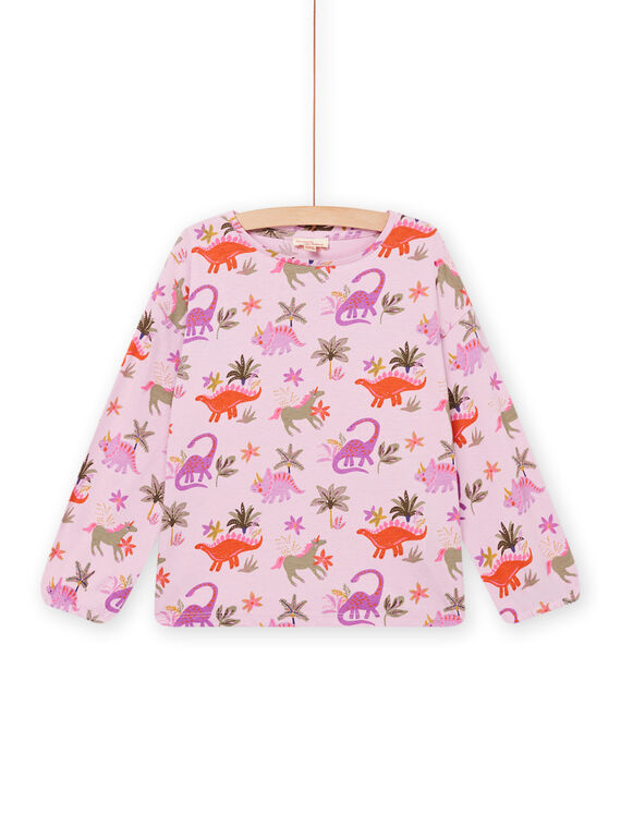 Pink dinosaur print long sleeve t-shirt PAKATEE / 22W901L2TMLH700