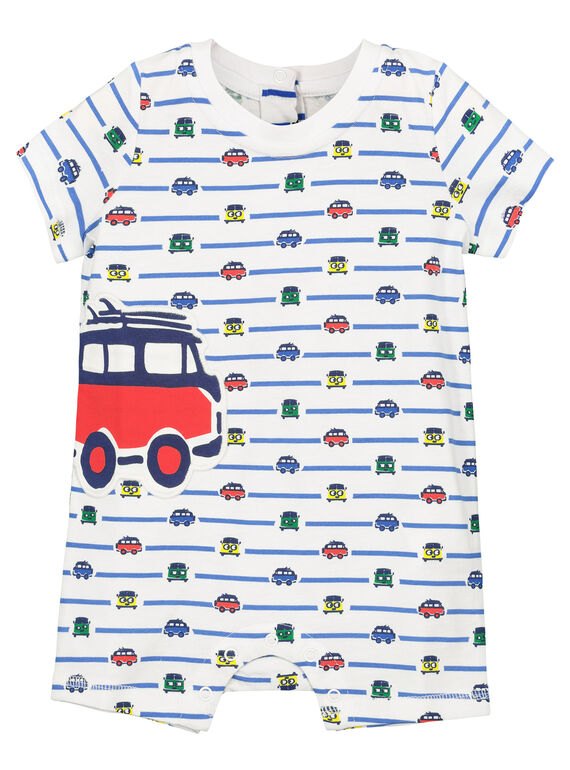 Baby boys' car print short sleepsuit FEGAGREART / 19SH14H5GRE099