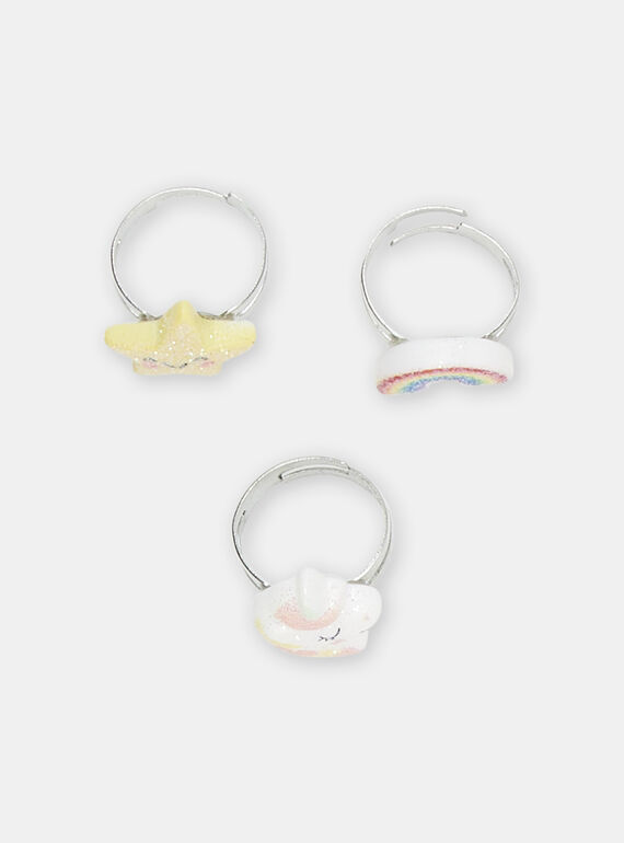 3 shiny multicolored rings for girls SYAJORING2 / 23WI0181BAG099