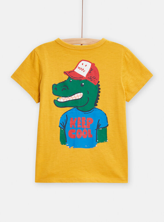 Boy's yellow crocodile T-shirt TOJOTI2 / 24S902B1TMC106