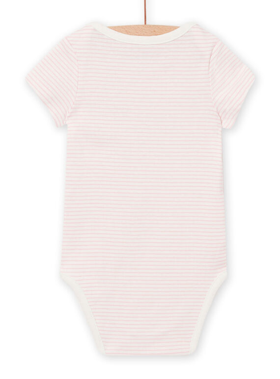 Baby girl's ecru and pink bodysuit NEFIBODFAM / 22SH13J3BDL001