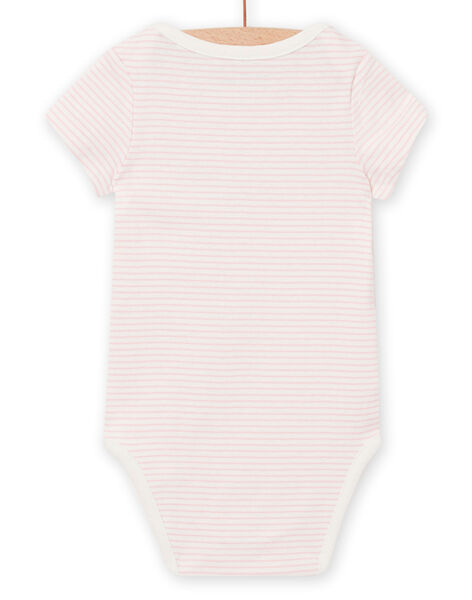 Baby girl's ecru and pink bodysuit NEFIBODFAM / 22SH13J3BDL001