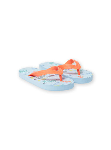 Pale blue palm tree print flip flops for boys LGTONGPALM / 21KK3661D01202