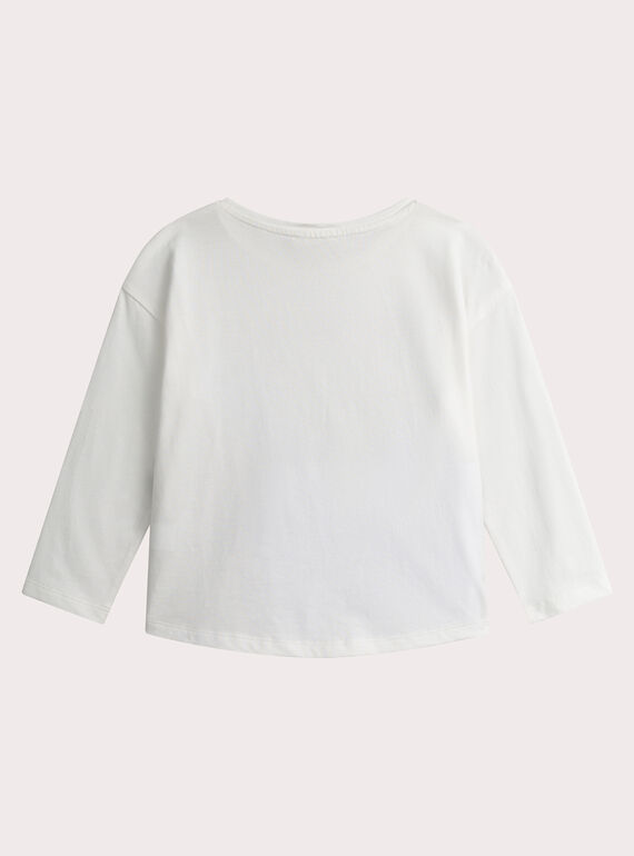 White glittery dog animation T-shirt for girls  VAROTEE1 / 24W901P3TML001