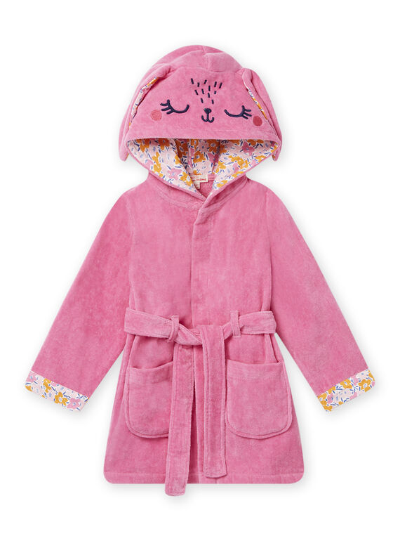 Child girl pink hooded robe with rabbit animation NEFAROBRAB / 22SH11G1RDCD330