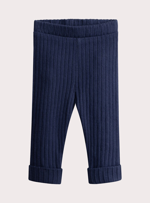 Navy ribbed leggings for baby girl  VYIJOLEGCO3 / 24WI09G3CALC205