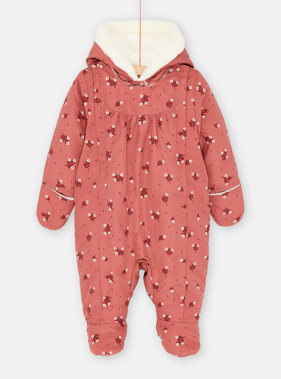 Baby Girl Dark Peach Floral Playsuit SIREPIL / 23WG09D2PILD321