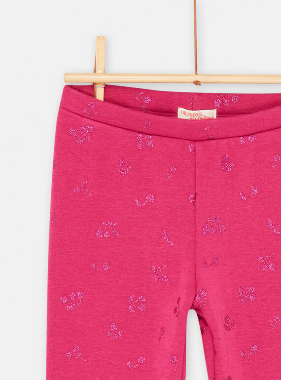Girl's petunia pink legging with cherry print SAJOLEG5 / 23W901N7PAN310