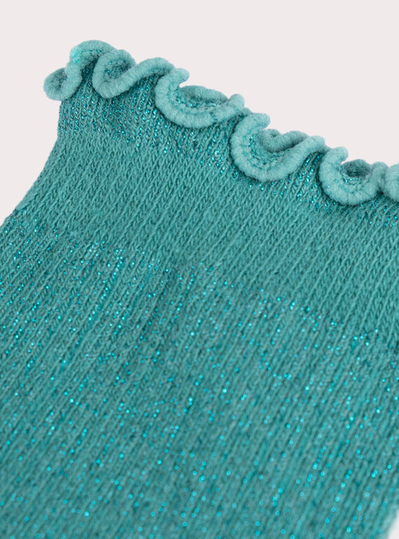 Sequined turquoise socks for girls VYAJOSCHO5 / 24WI01H3SOQ215