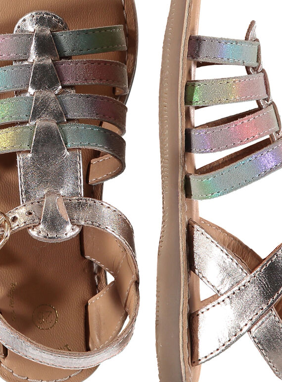 Girls' smart sandals in two fabrics FFSANDMILA / 19SK35D5D0E954