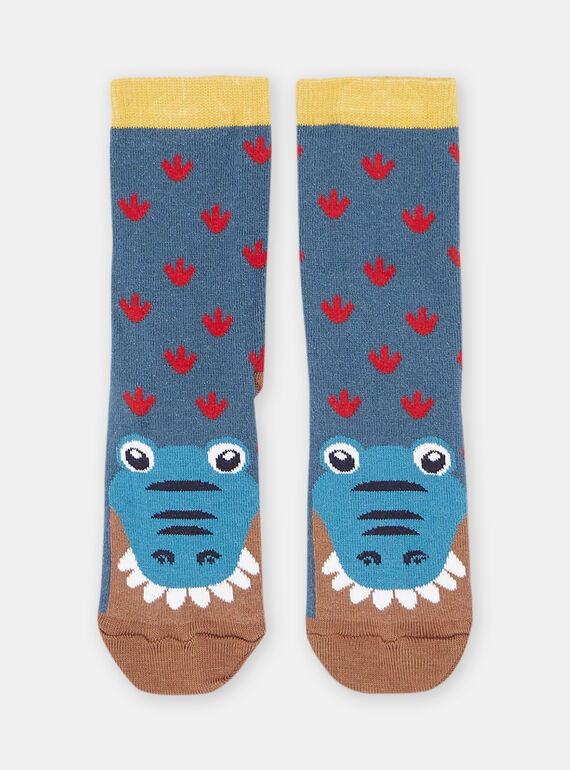 Boy's turquoise crocodile socks SYOJOCHO3 / 23WI02B7SOQC217