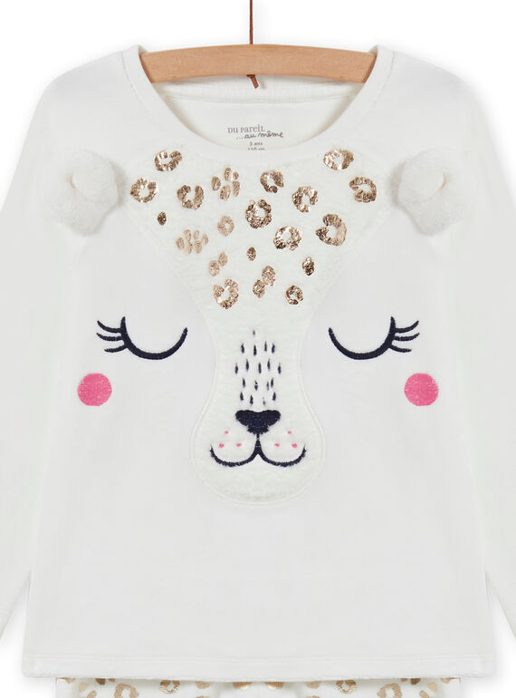 Girl's velvet leopard print pajama set MEFAPYJFEL / 21WH1198PYJ001