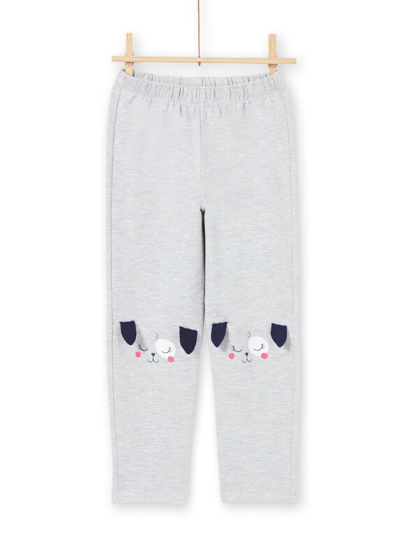 Girl's grey t-shirt and pants pajama set MEFAPYJDOG / 21WH1185PYJ943