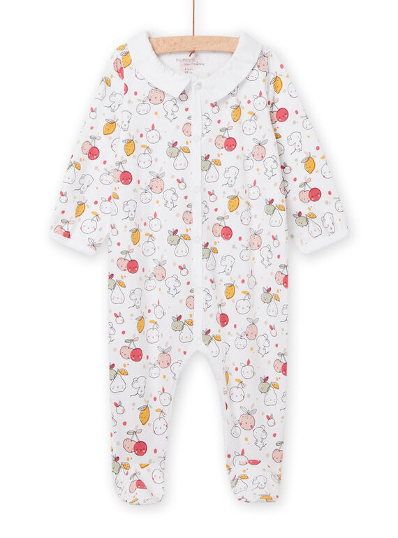 White birth romper with fruit print collar for girls NOU2GRE2 / 22SF0351GRE000