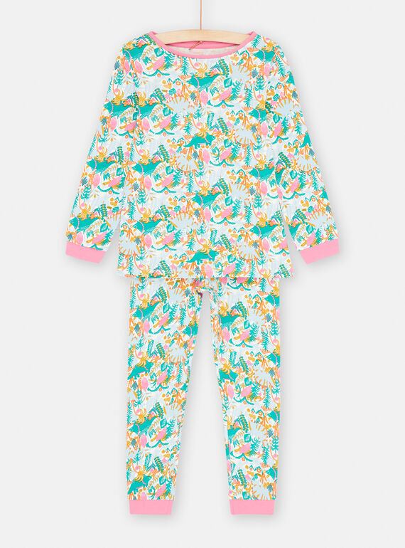 Girl's ecru tropical print pyjama SEFAPYJDIN / 23WH1142PYJ001
