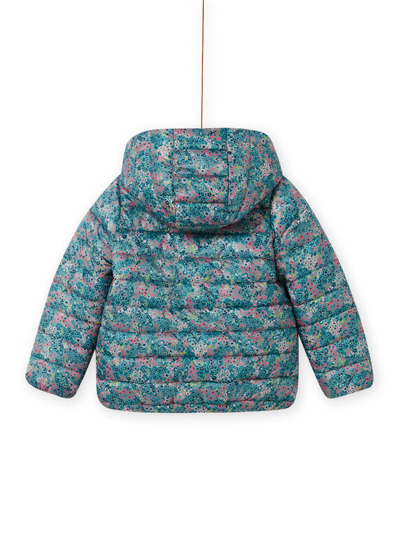 Girl's reversible hooded jacket with flower print MAKADOUNE / 21W90152D3E612