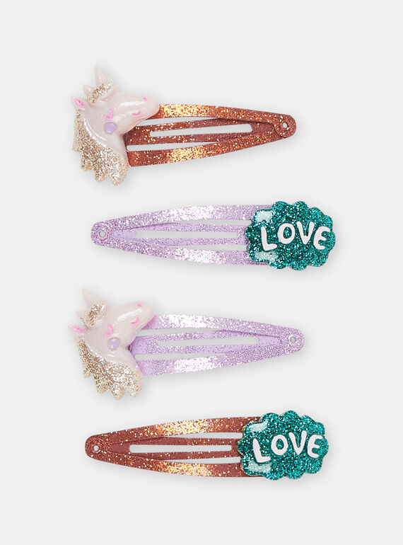 4 fancy purple and pastel barrettes SYAJOCLIP4 / 23WI0189BRTH707