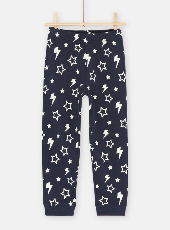Boy's midnight blue pyjama with cosmic print SEGOPYJCOS / 23WH1243PYJ705