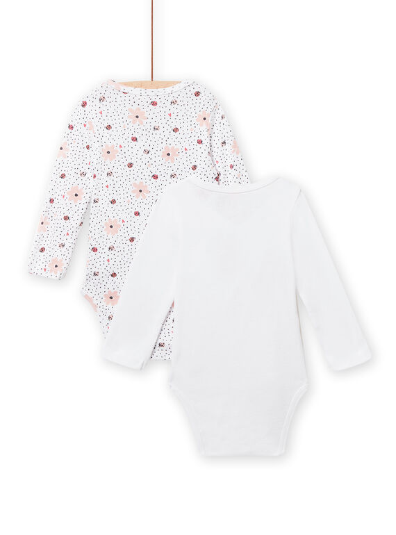 Set of 2 bodysuits with ladybugs and flowers print birth girl NOU1BOD3 / 22SF0341BDN000