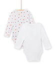 Set of 2 bodysuits with ladybugs and flowers print birth girl NOU1BOD3 / 22SF0341BDN000