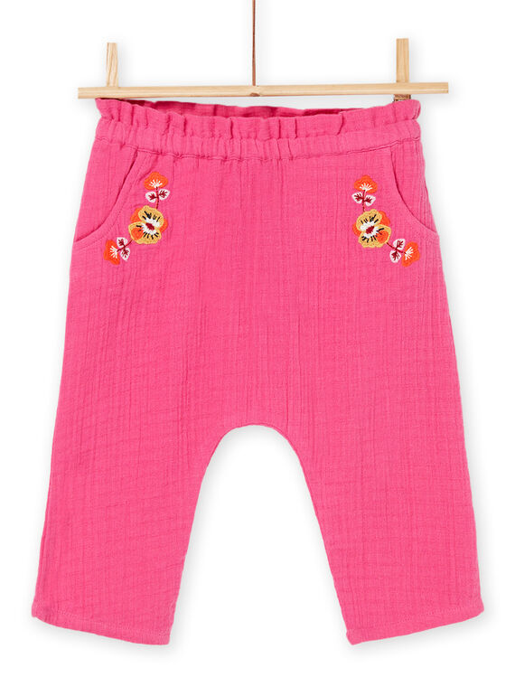 Pink pants with flower embroidery RIJUNPAN / 23SG09U1PANF507