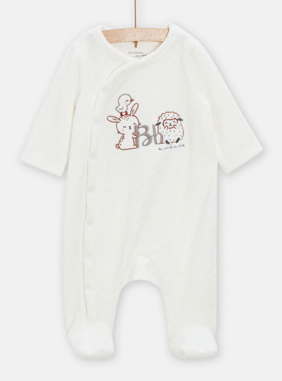 Ecru velvet romper with fancy print VOU1GRE3 / 24WF05C1GRE001