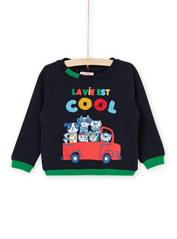 Fancy patterned sweatshirt with lettering animation PUMUSWE / 22WG10R1SWEC205