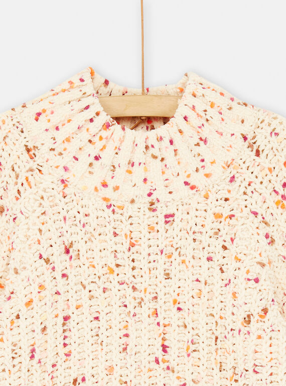 Ecru sweater with colorful plumeti motif SALOPULL2 / 23W901R1PUL003