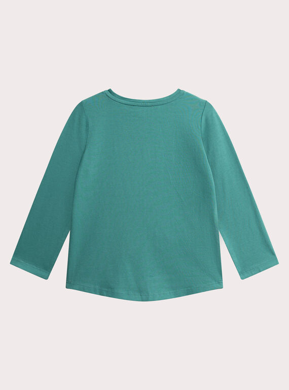  Turquoise horse print T-shirt for girls  VAJOYTEE5 / 24W901I1TML215