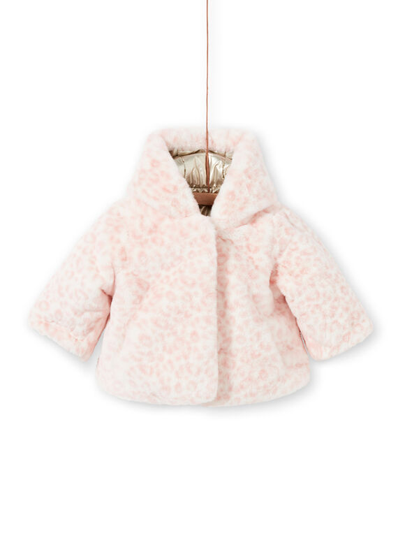 Baby girl reversible hooded jacket in gold and pink MIORDOUREV / 21WG0951D3EA006