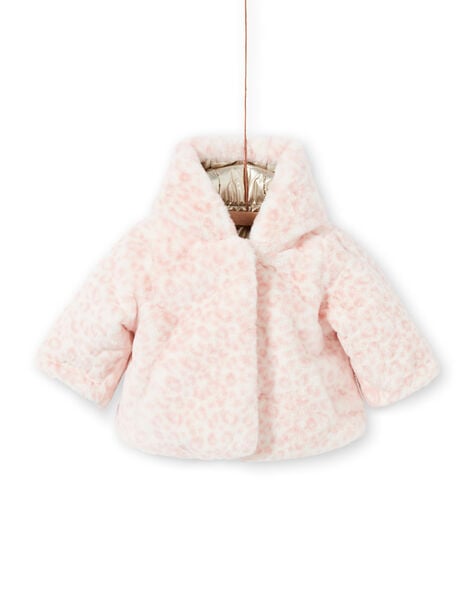 Baby girl reversible hooded jacket in gold and pink MIORDOUREV / 21WG0951D3EA006