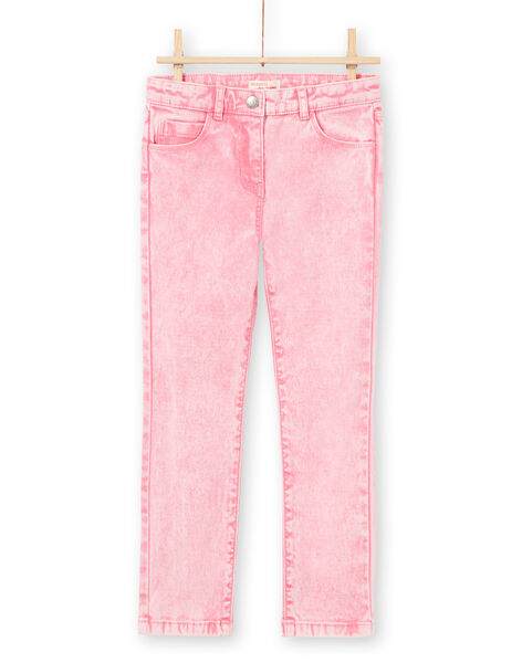 Girl's pink acid wash jeans MAKAJEAN / 21W901I1JEAD305