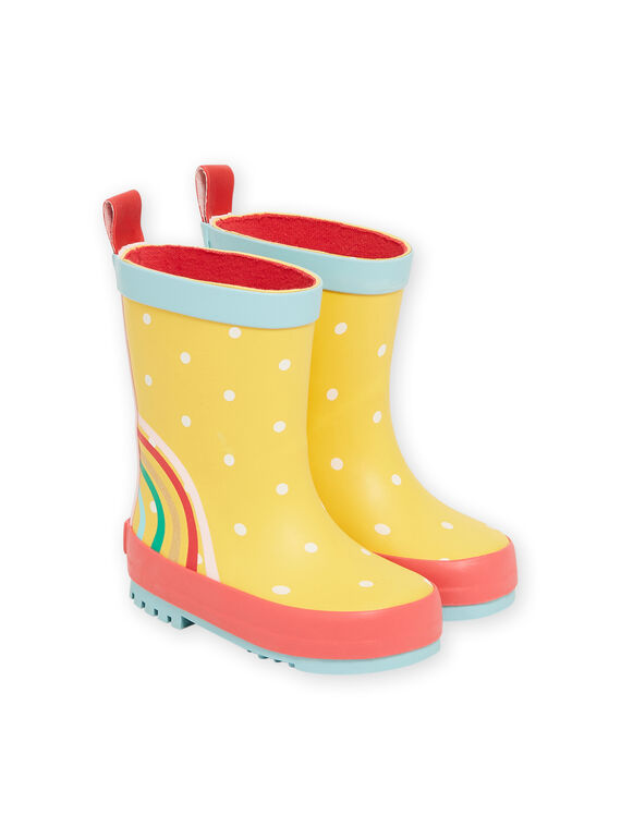 Yellow rain boots with rainbow design baby girl NIPLUIRAINBO / 22KK3761D0C010