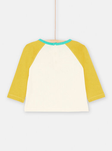 Baby boy's ivory and mustard T-shirt with dinosaur animations SUVERTEE1 / 23WG10J3TML005