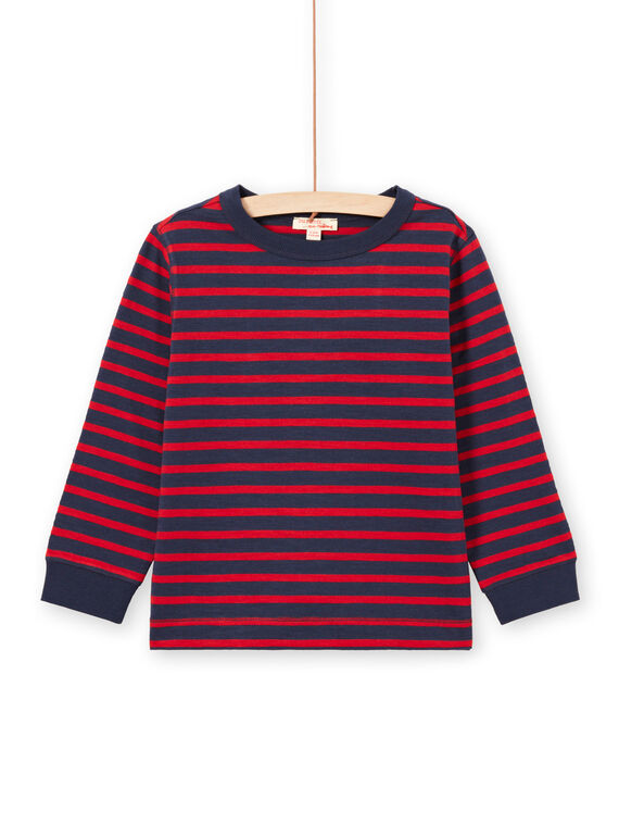 Boy's red and navy stripes long sleeve T-shirt MOJOTIRIB2 / 21W90224TML505