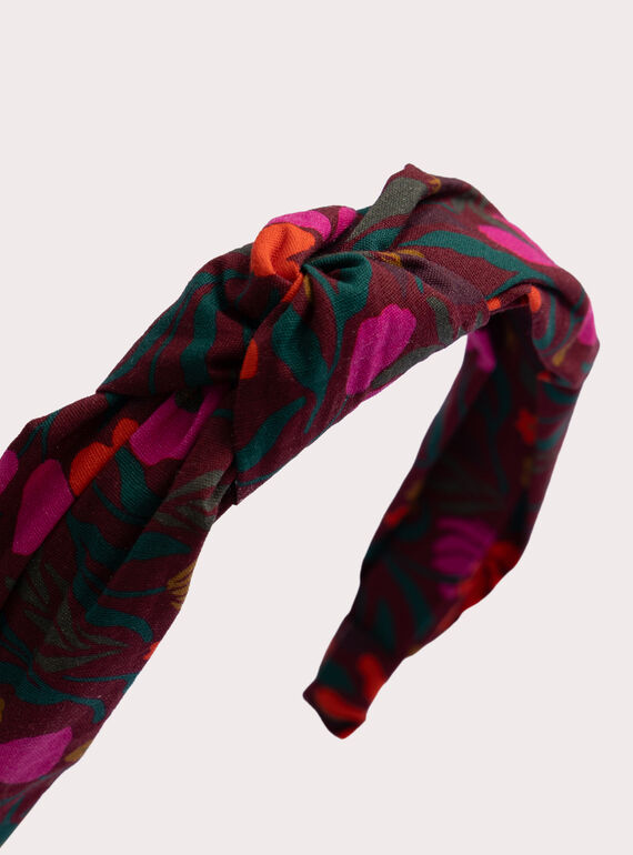  Red headband with floral pattern for girls  VYAJOSERR1 / 24WI01L4TETF529