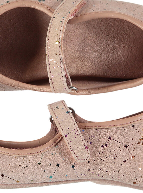 Girls' leather ballet pump slippers FFBELFILLE / 19SK3538D07030