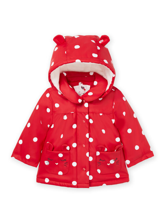 Hooded raincoat with polka dot print 22WG09F1IMP050