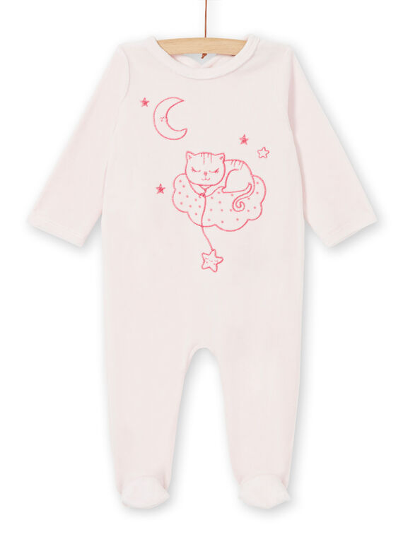 Pink velvet baby girl sleep suit LEFIGRECHA / 21SH1351GRED308