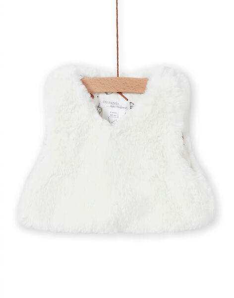 Fake fur sleeveless vest ecru birth girl MOU1GIL3 / 21WF0341GIL001