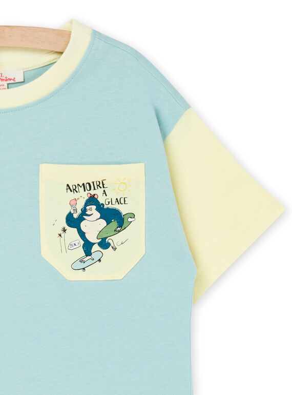 Celadon blue T-shirt with contrasting sleeves ROEXOTI5 / 23S902V5TMC204