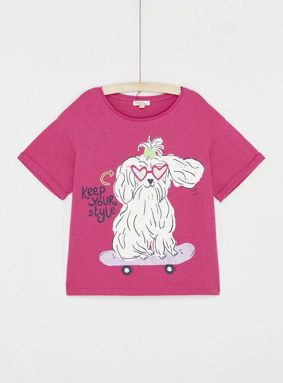 Fuchsia t-shirt with dog animation SALINTI1 / 23W901H2TEE304