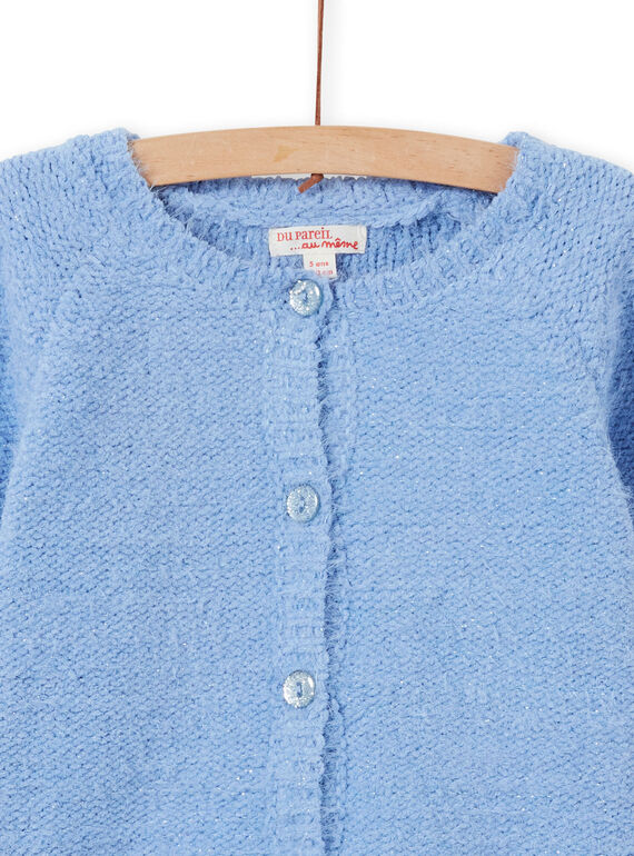 Girl's light blue chenille cardigan MAYJOCAR3 / 21W90119CAR706