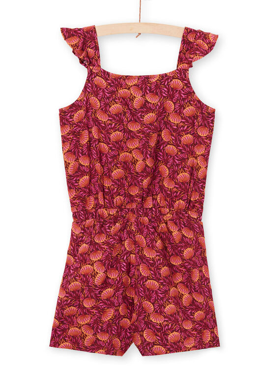 Girl's burgundy and orange jumpsuit with foliage print LATERCOMBI / 21S901V1CBL719