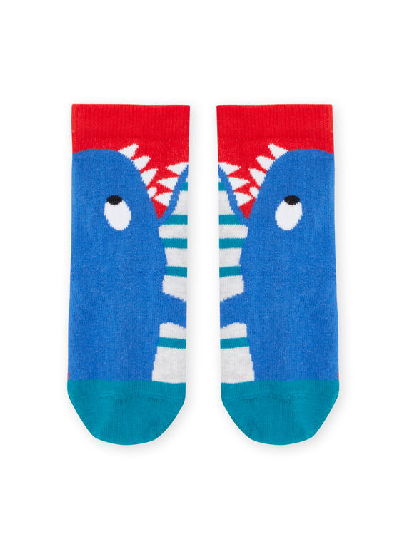 Red and blue socks with shark and stripes RYOJOCHO6 / 23SI027BSOQF518